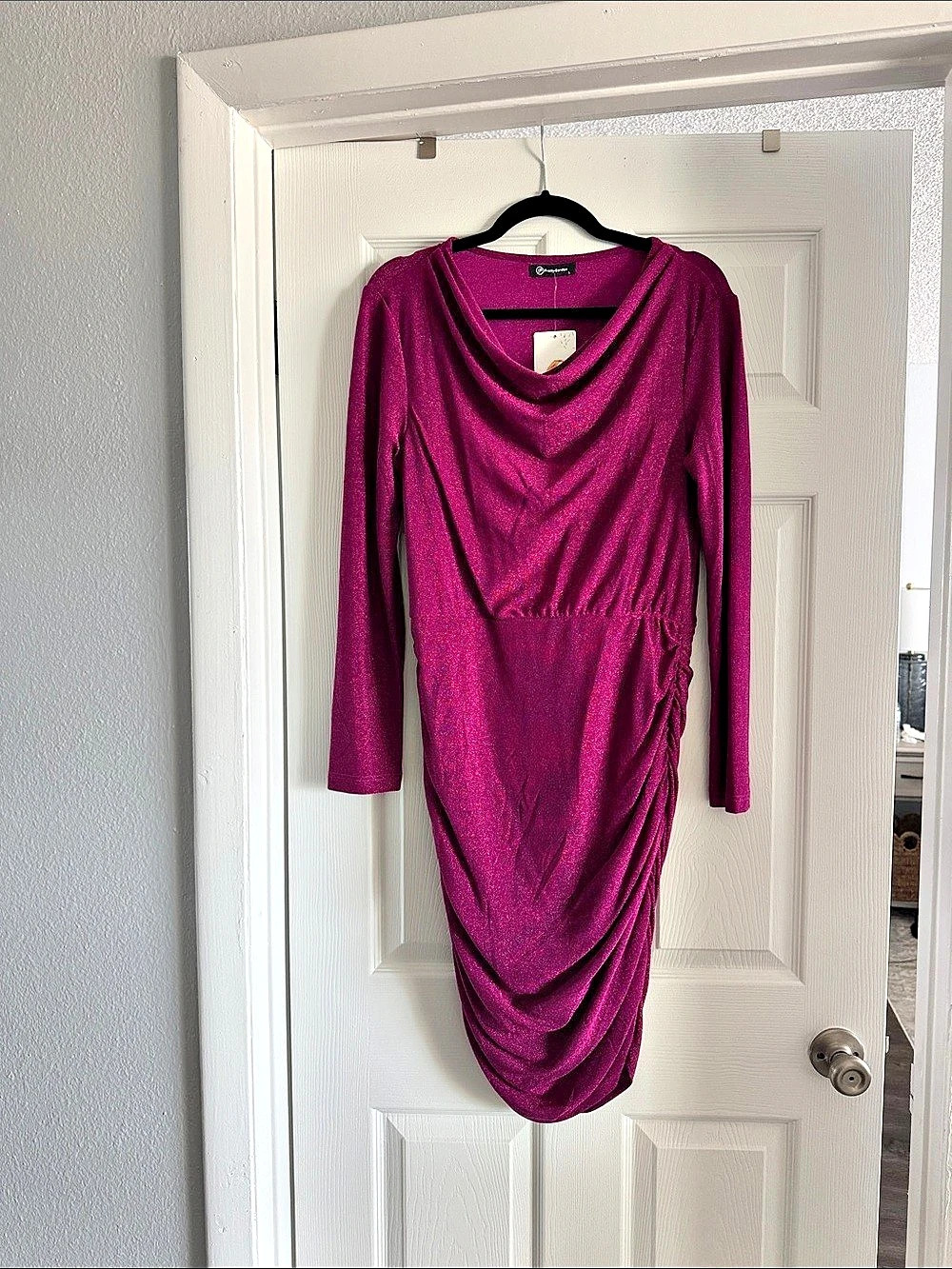 Ruched Midi Dress in Pink NWT